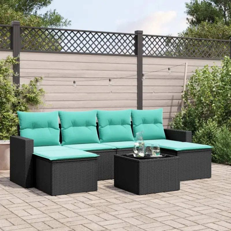 Bruine loungeset van gepoedercoat staal met comfortabele afmetingen - Zwart en blauw / Met tafel - Tuinsets
