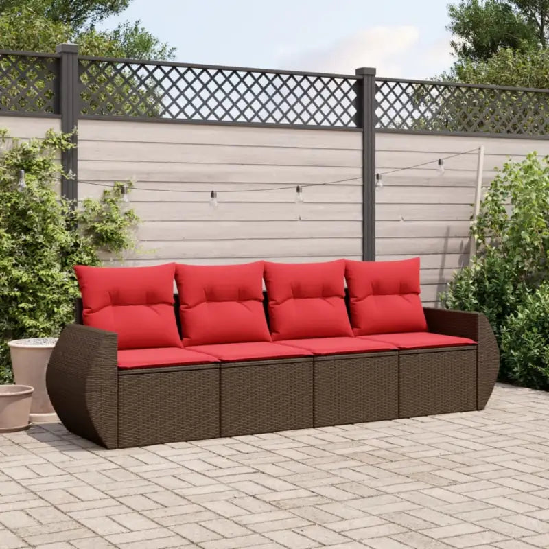 Bruine tuin loungeset met gepoedercoat staal en waterdichte tas - Bruin en rood / Zonder tafel - Tuinsets