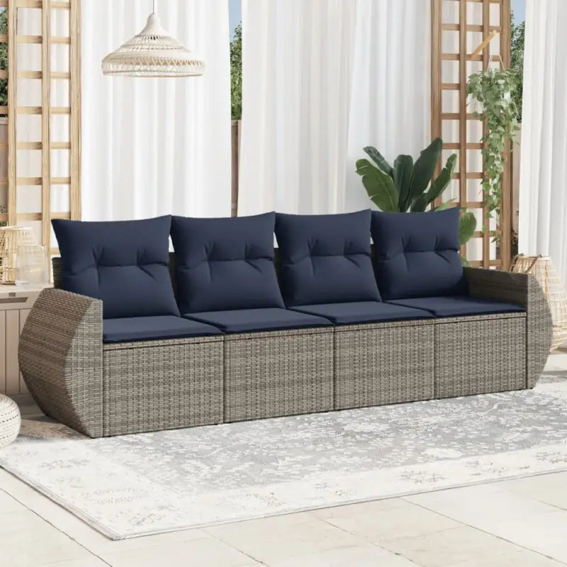 Bruine tuin loungeset met gepoedercoat staal en waterdichte tas - Grijs en blauw / Zonder tafel - Tuinsets