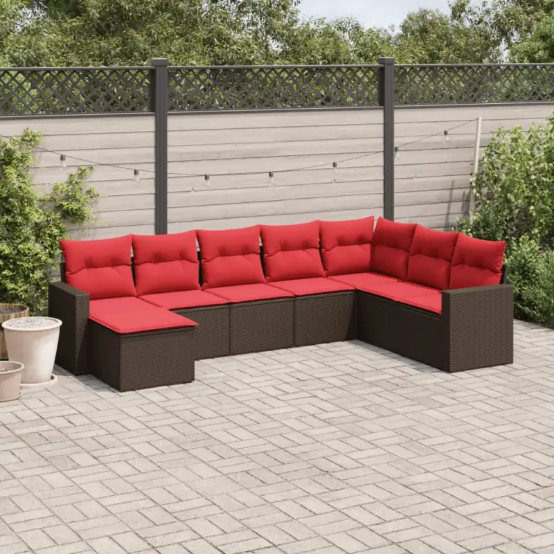 Bruine tuinset van gepoedercoat staal met comfortabele afmetingen - Bruin en rood / Zonder tafel - Tuinsets