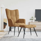 Chique en modern relaxfauteuil met blokpatroon - Bruin / 1 / Met voetensteun - Fauteuils & Relaxfauteuils