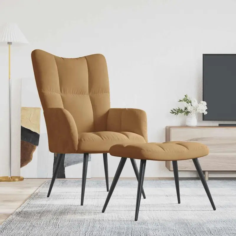 Chique en modern relaxfauteuil met blokpatroon - Bruin / 1 / Met voetensteun - Fauteuils & Relaxfauteuils