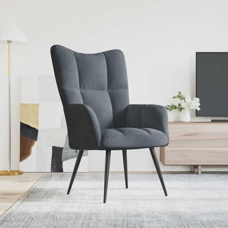 Chique en modern relaxfauteuil met blokpatroon - Donkergrijs / 1 / Zonder voetensteun - Fauteuils & Relaxfauteuils