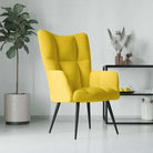 Chique en modern relaxfauteuil met blokpatroon - Mosterdgeel / 1 / Zonder voetensteun - Fauteuils & Relaxfauteuils