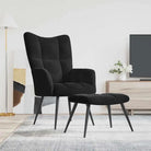 Chique en modern relaxfauteuil met blokpatroon - Zwart / 1 / Met voetensteun - Fauteuils & Relaxfauteuils