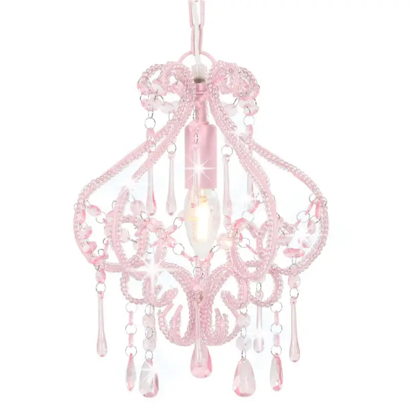 Chique plafondlamp met glinsterende kralen voor een opvallend interieur - Roze / 1 - Lampen