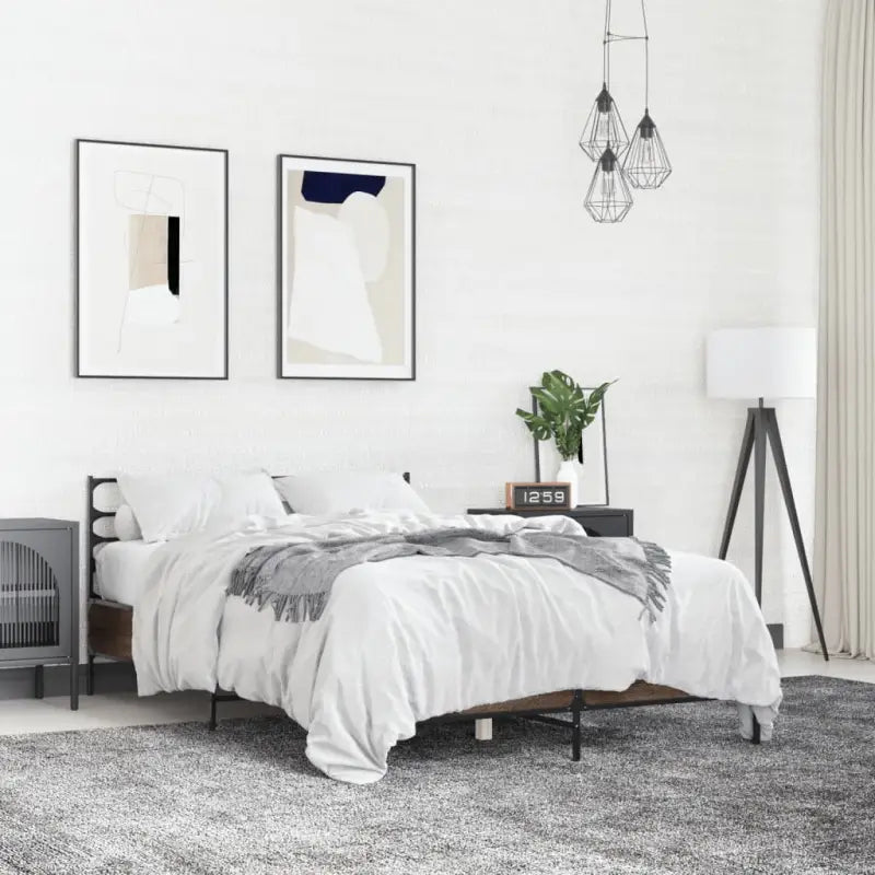 Comfortabel bedframe van bewerkt hout voor elke slaapkamer - bruin eikenkleur / 120 x 200 cm - Bedden & bedframes