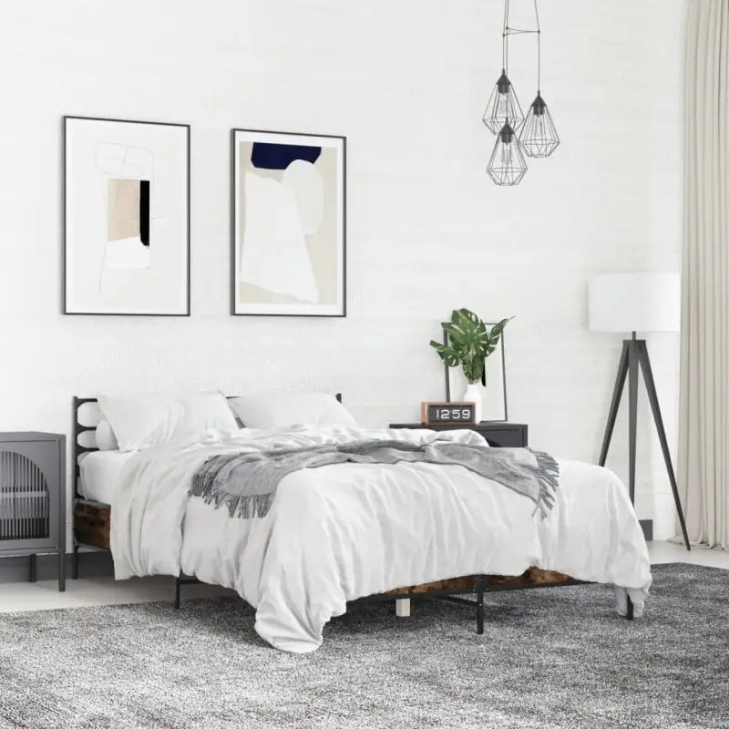 Comfortabel bedframe van bewerkt hout voor elke slaapkamer - Gerookt eiken / 135 x 190 cm - Bedden & bedframes