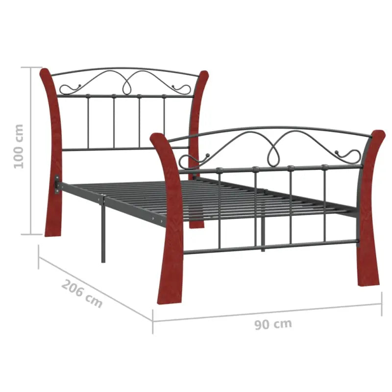 Comfortabel eenpersoons bedframe met massief eikenhout en gepoedercoat metaal - Bedden & bedframes