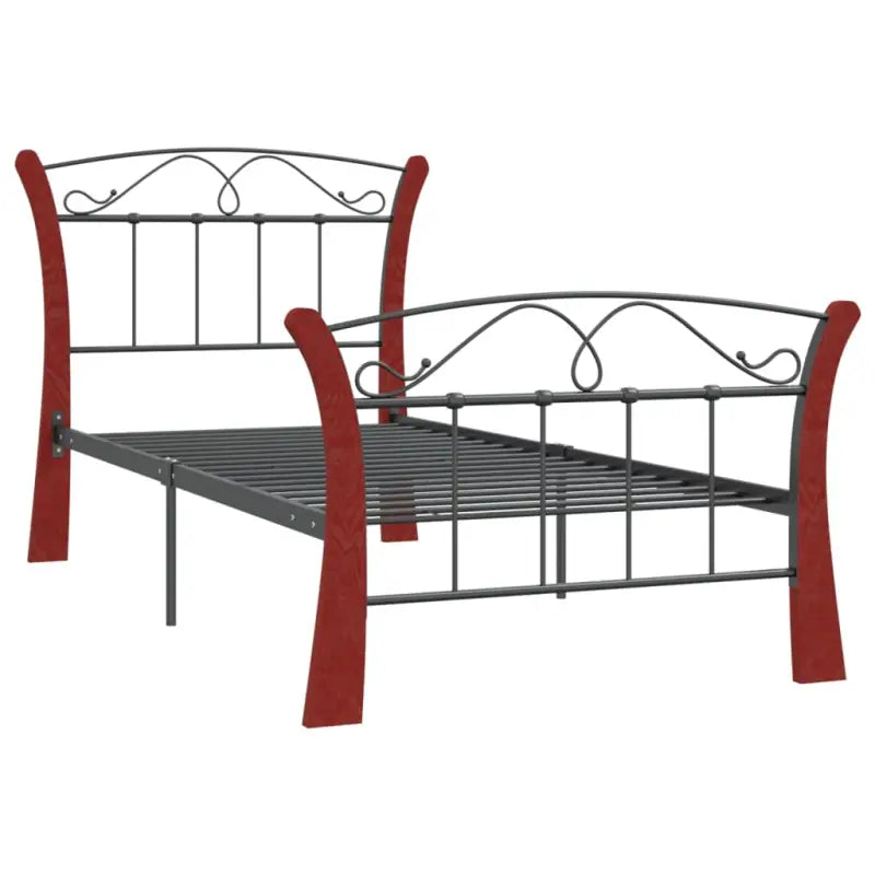 Comfortabel eenpersoons bedframe met massief eikenhout en gepoedercoat metaal - Bedden & bedframes