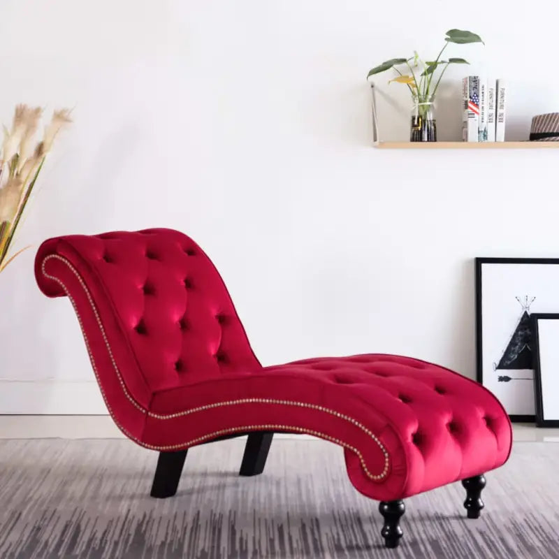 Comfortabele chaise longue met zachte fluwelen bekleding voor thuis - Rood / 1 - Chaises longues