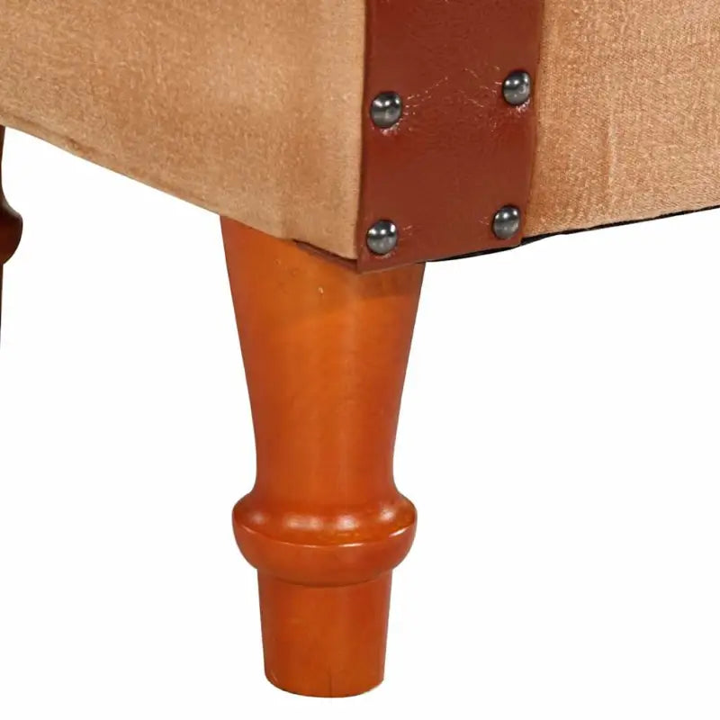 Comfortabele fauteuil met echt geitenleer en massief mangohout - Bruin / 1 - Fauteuils & Relaxfauteuils