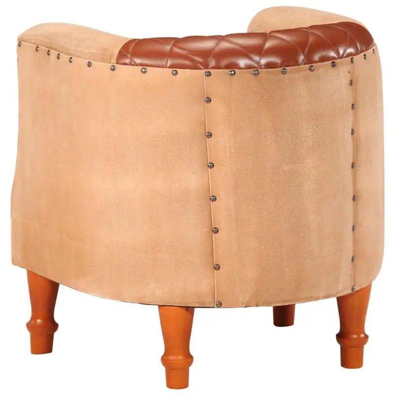 Comfortabele fauteuil met echt geitenleer en massief mangohout - Bruin / 1 - Fauteuils & Relaxfauteuils