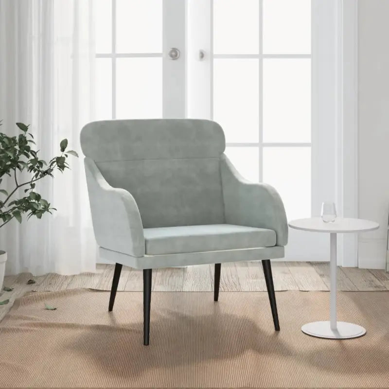 Comfortabele fluweel relaxfauteuil voor ontspanning na een drukke dag - Lichtgrijs / 1 - Fauteuils & Relaxfauteuils