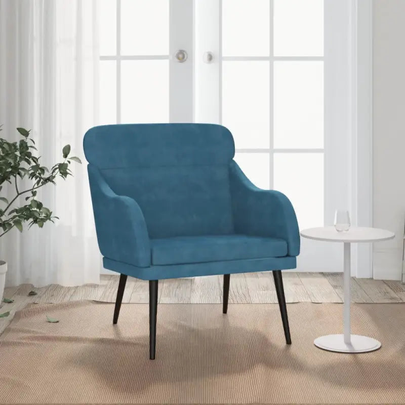 Comfortabele fluweel relaxfauteuil voor ontspanning na een drukke dag - Blauw / 1 - Fauteuils & Relaxfauteuils