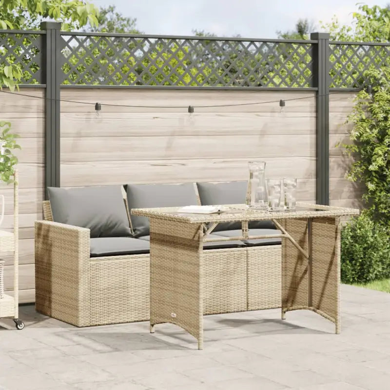 Comfortabele poly rattan tuinset voor gemakkelijk schoon en buiten genieten - Beige / pe rattan and glass - Tuinsets
