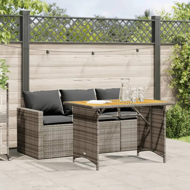Comfortabele poly rattan tuinset voor gemakkelijk schoon en buiten genieten - Grijs / pe rattan and wood - Tuinsets
