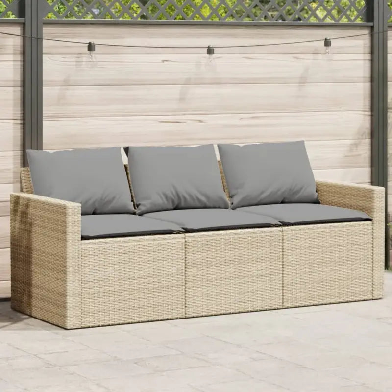 Comfortabele tuinbank van poly rattan met wasbare hoes - beige en lichtgrijs / 1 - Loungebanken