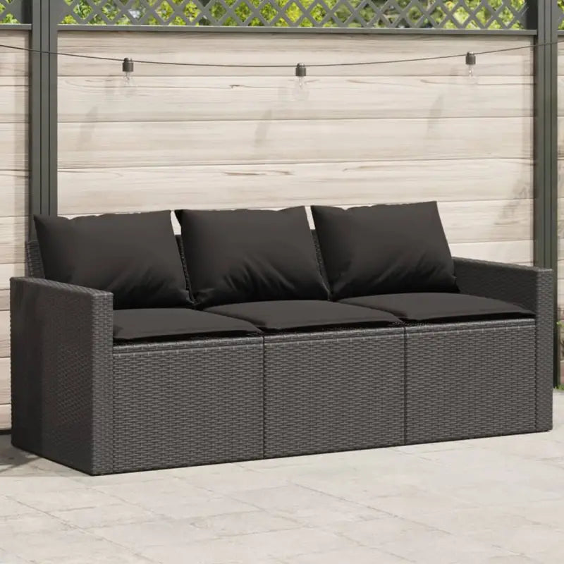 Comfortabele tuinbank van poly rattan met wasbare hoes - Zwart / 1 - Loungebanken