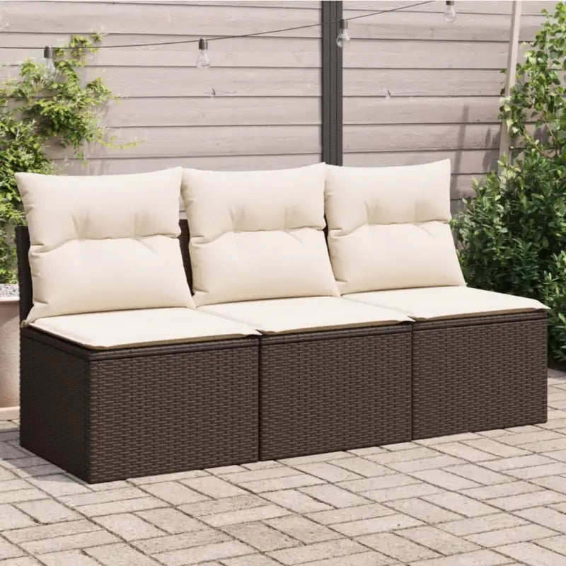Comfortabele tuinbank van poly rattan met waterdichte zak voor buitengebruik - Bruin / 1 / 3x midden - Loungebanken