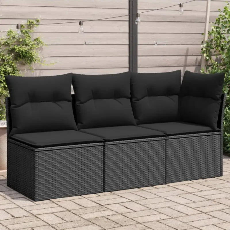 Comfortabele tuinbank van poly rattan met waterdichte zak voor buitengebruik - Zwart / 1 / hoek + 2x midden