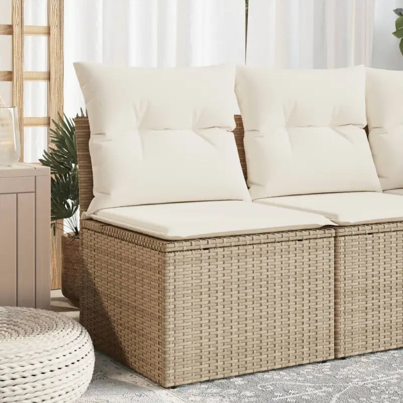 Comfortabele tuinbank van poly rattan met waterdichte zak voor buitengebruik - Beige / 1 / Middenbank - Loungebanken