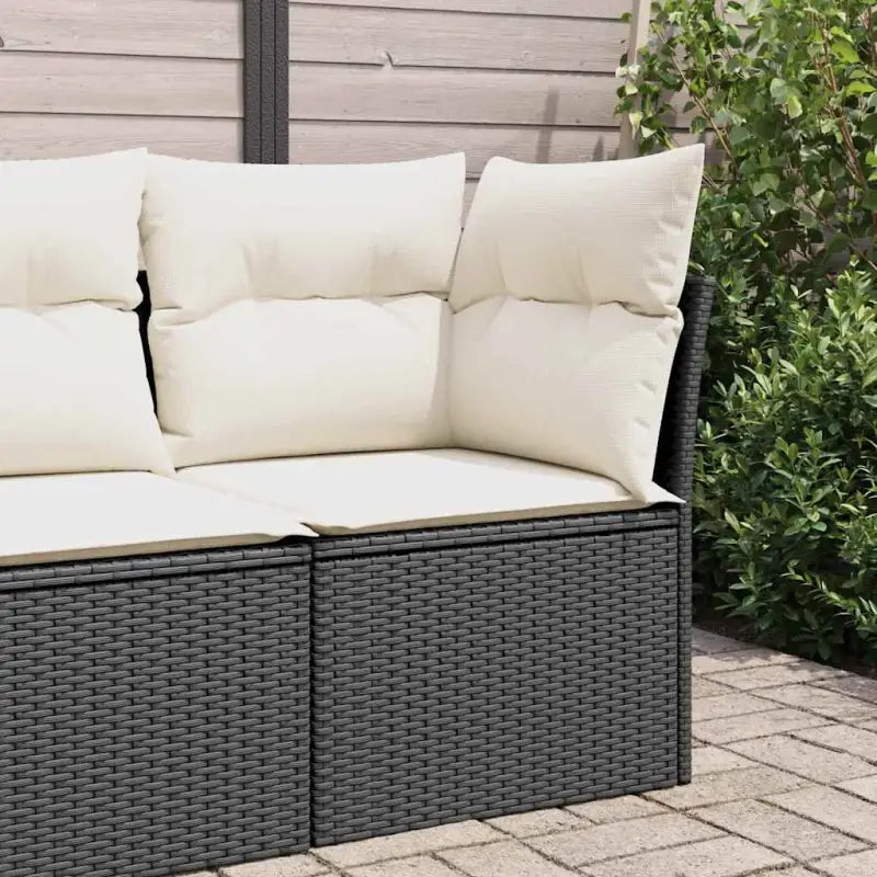 Comfortabele tuinbank van poly rattan met waterdichte zak voor buitengebruik - Zwart en crème / 1 / Hoekbank