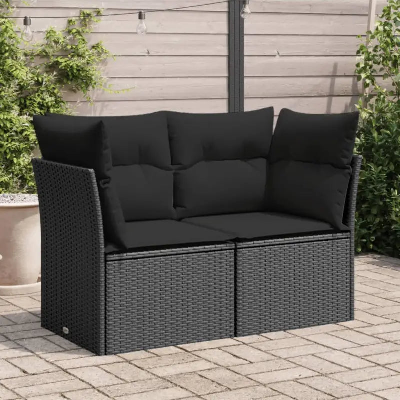 Comfortabele tuinbank van poly rattan met waterdichte zak voor buitengebruik - Zwart / 1 / 2x hoek - Loungebanken