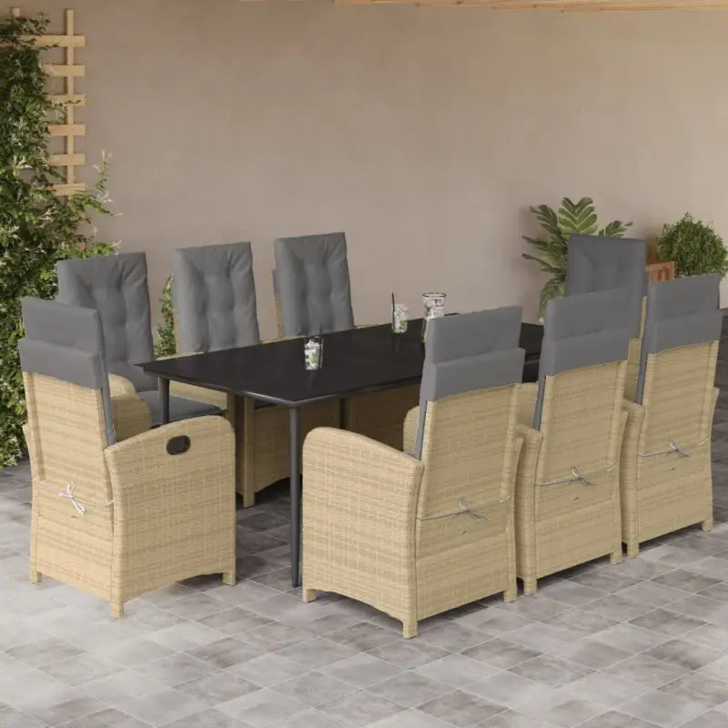 Comfortabele tuinset met poly rattan en gemakkelijk schoon te maken - 200 cm tafellengte / Met voetensteun - Tuinsets
