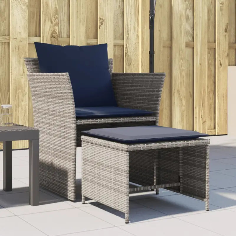 Comfortabele tuinstoel met poly rattan en zachte materiaal vulling - Grijs en blauw - Tuinsets