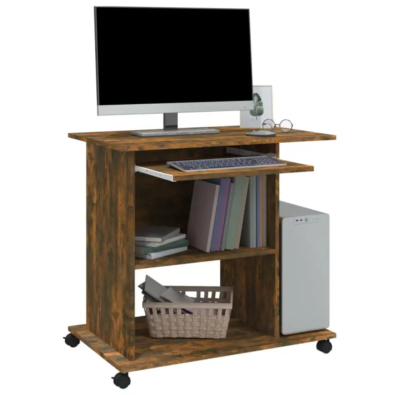 Compact bewerkt hout bureau voor laptops en desktops met moderne uitstraling - Bureaus