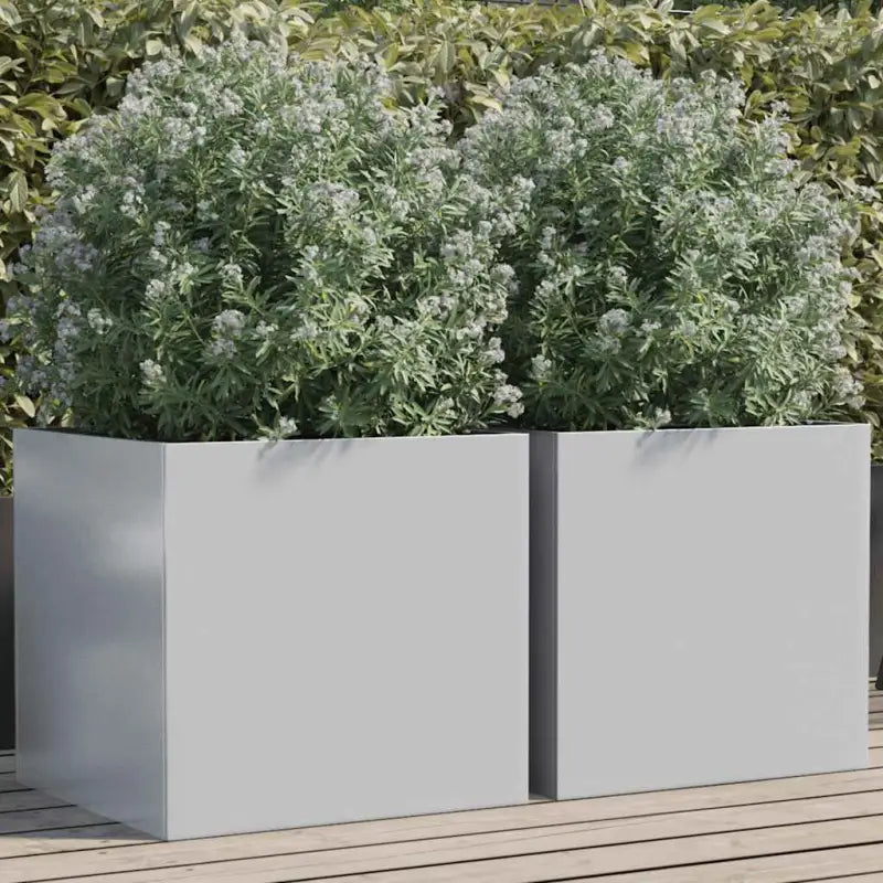 Cortenstalen plantenbakken voor tuin balkon en terras - Gegalvaniseerd staal/Grijs / 49 x 47 x 46 cm / 2 - Bloempotten