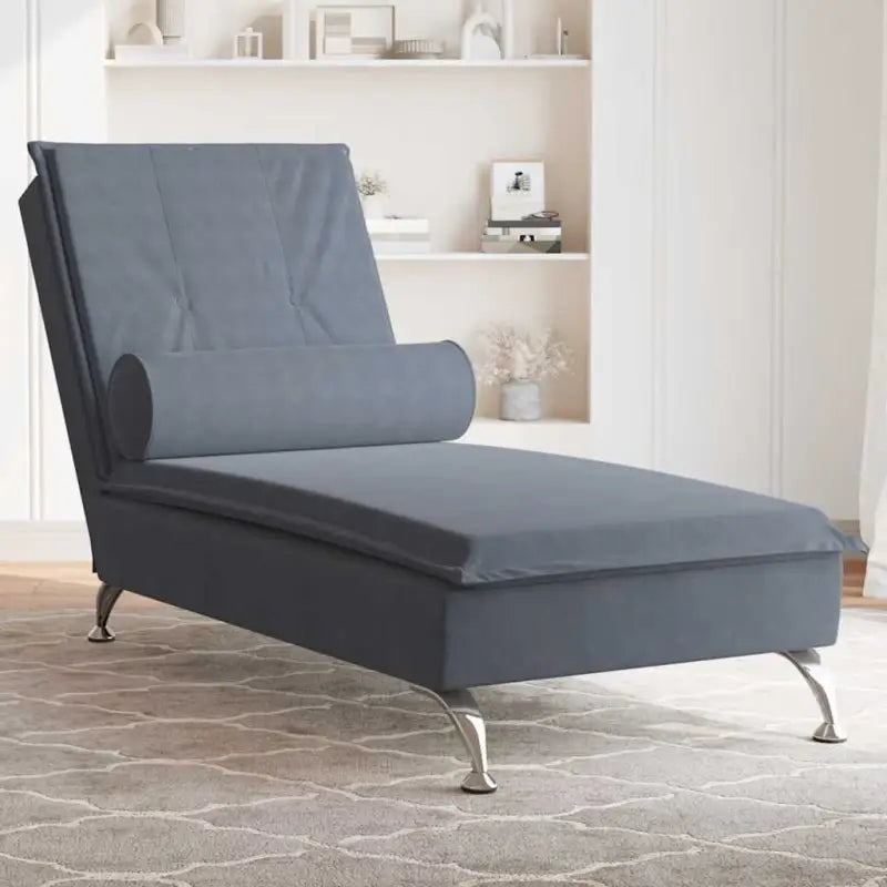 Decoratieve massage chaise longue met multiplex lattenbodem en fluweel gevoel - Donkergrijs / 1 - Chaises longues