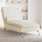 Decoratieve massage chaise longue met multiplex lattenbodem en fluweel gevoel - Crème / 1 - Chaises longues