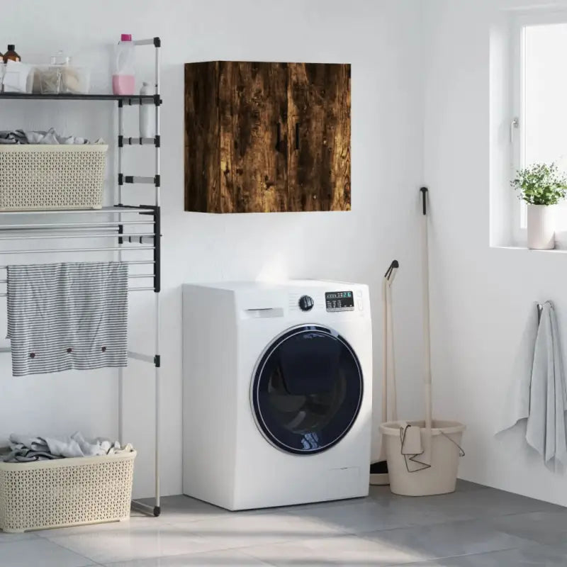 Decoratieve wandkast van bewerkt hout voor interieur en opbergruimte - Gerookt eiken / 1 - Opbergkasten & lockerkasten