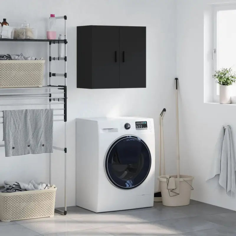 Decoratieve wandkast van bewerkt hout voor interieur en opbergruimte - Zwart / 1 - Opbergkasten & lockerkasten