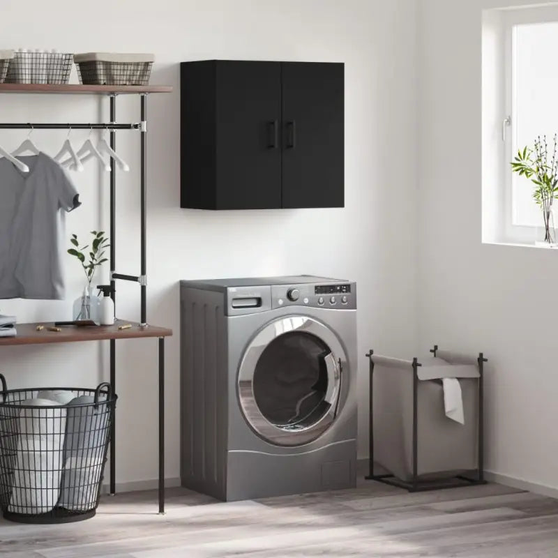 Decoratieve wandkast van bewerkt hout voor praktisch en stijlvol opbergruimte - Zwart / 1 - Opbergkasten & lockerkasten