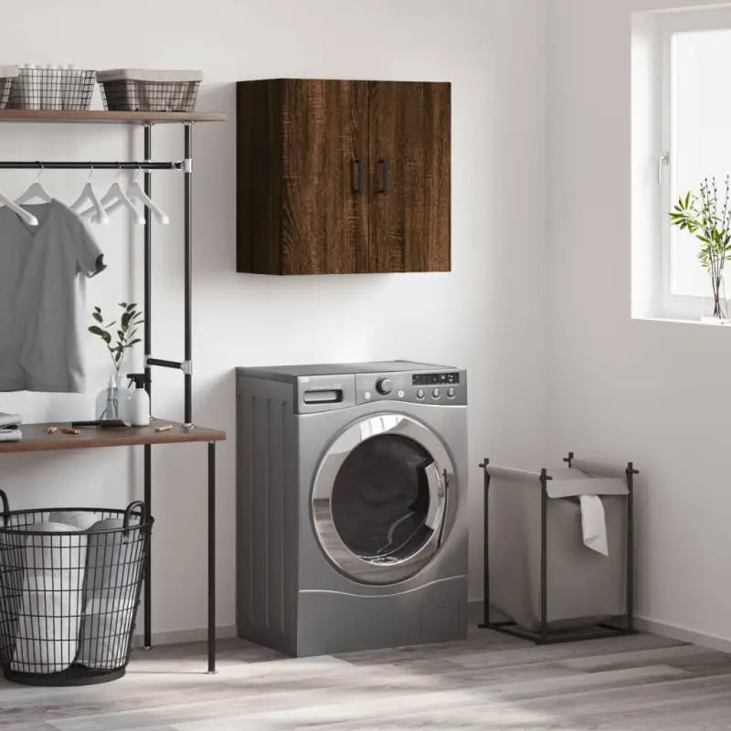 Decoratieve wandkast van bewerkt hout voor praktisch en stijlvol opbergruimte - bruin eikenkleur / 1 - Opbergkasten &