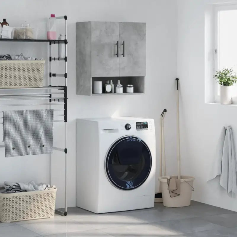 Decoratieve wandkast van bewerkt hout voor praktische opbergruimte - Betongrijs / 1 - Opbergkasten & lockerkasten