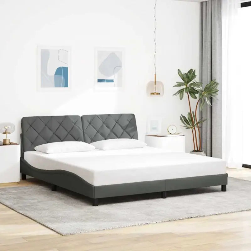 Donkerbruin bedframe met ademend vermogen en comfortabel polyesterstof - Donkergrijs / 180 x 200 cm - Bedden & bedframes
