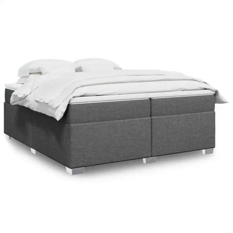 Donkerbruin boxspringbed met ademend vermogen en zachte materiaal vulling - Donkergrijs / 200 x 200 cm - Bedden &