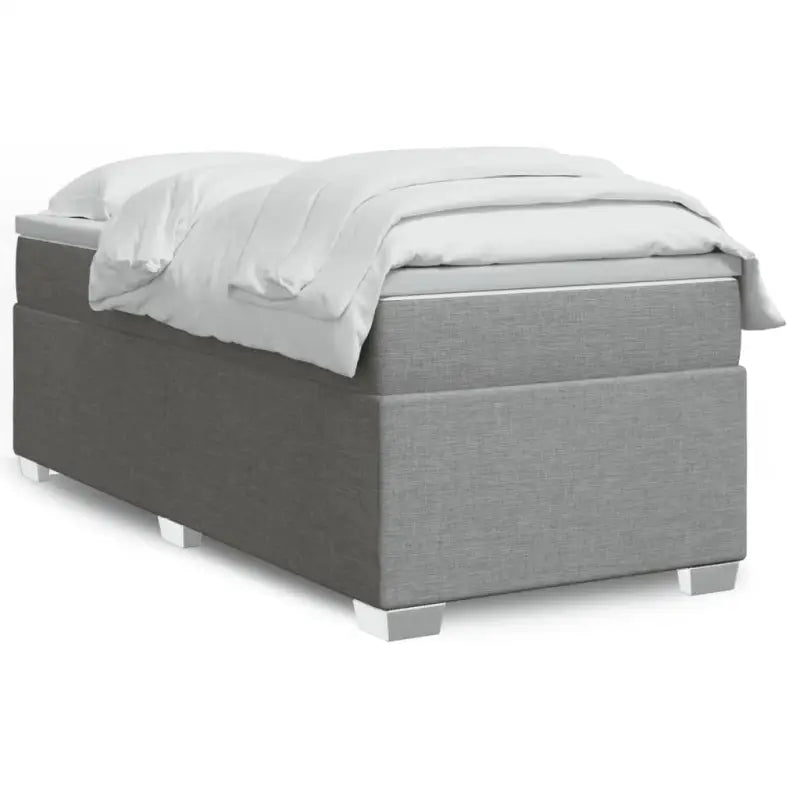 Donkerbruin boxspringbed met ademend vermogen en zachte materiaal vulling - Lichtgrijs / 80 x 200 cm - Bedden &
