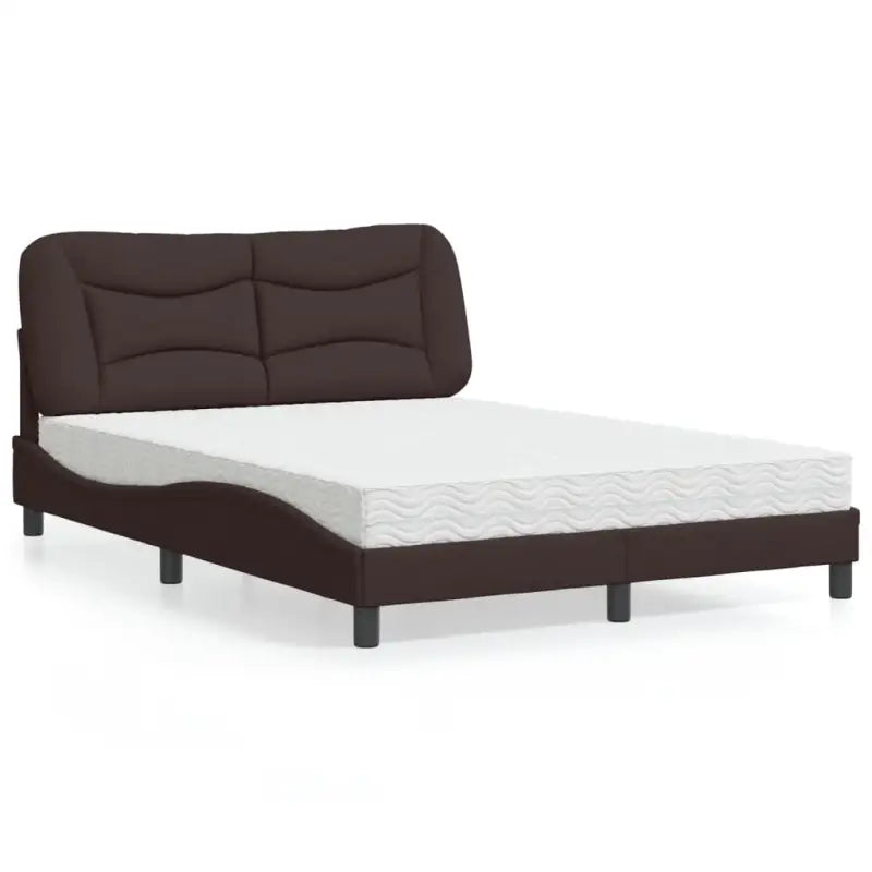 Donkergrijs bed met multiplex lattenbodem en 22d pu-schuim matras - Donkerbruin / 140 x 190 cm - Bedden & bedframes