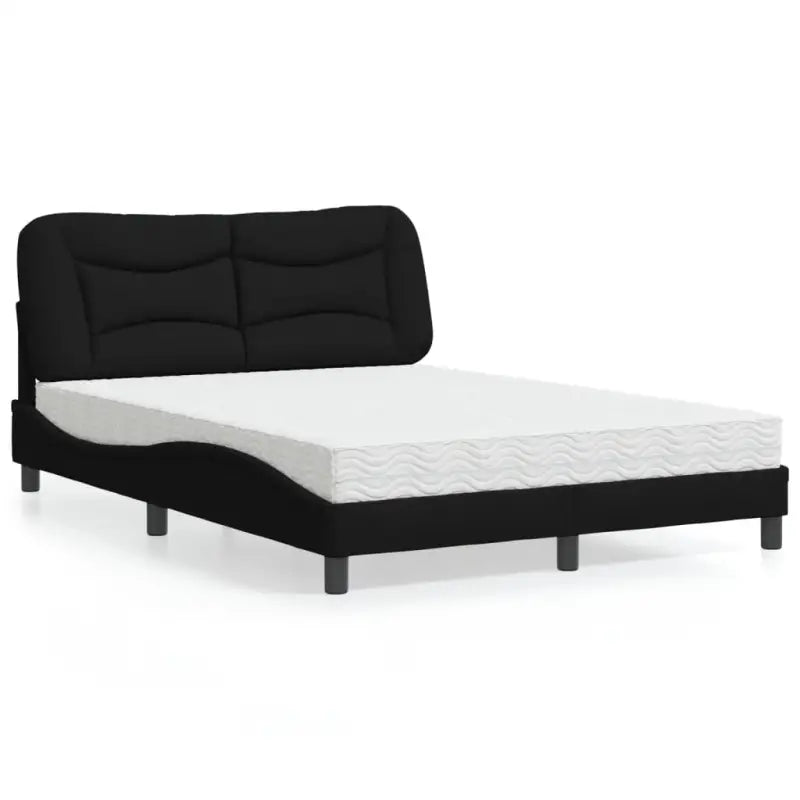 Donkergrijs bed met multiplex lattenbodem en 22d pu-schuim matras - Zwart / 140 x 190 cm - Bedden & bedframes