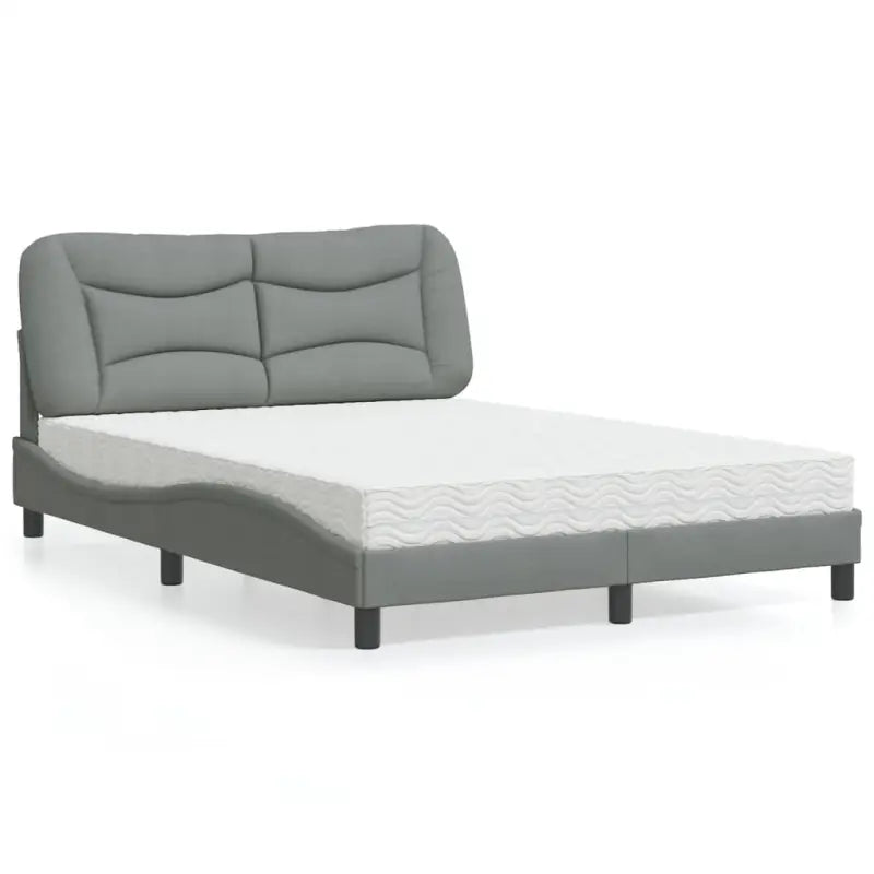 Donkergrijs bed met multiplex lattenbodem en 22d pu-schuim matras - Lichtgrijs / 140 x 200 cm - Bedden & bedframes