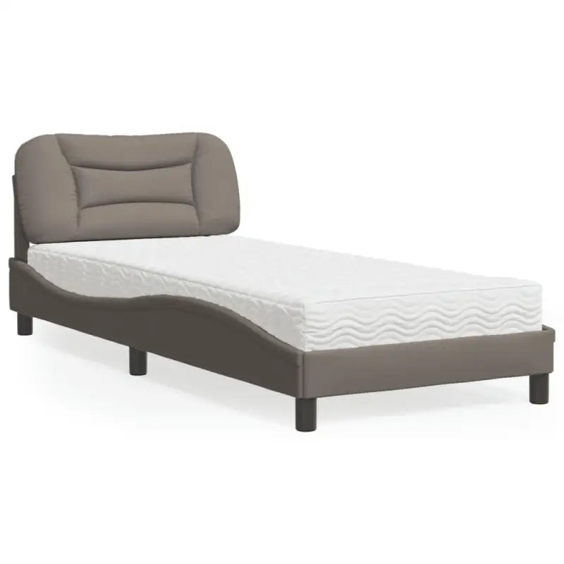 Donkergrijs bed met multiplex lattenbodem en 22d pu-schuim matras - Taupe / 90 x 190 cm - Bedden & bedframes