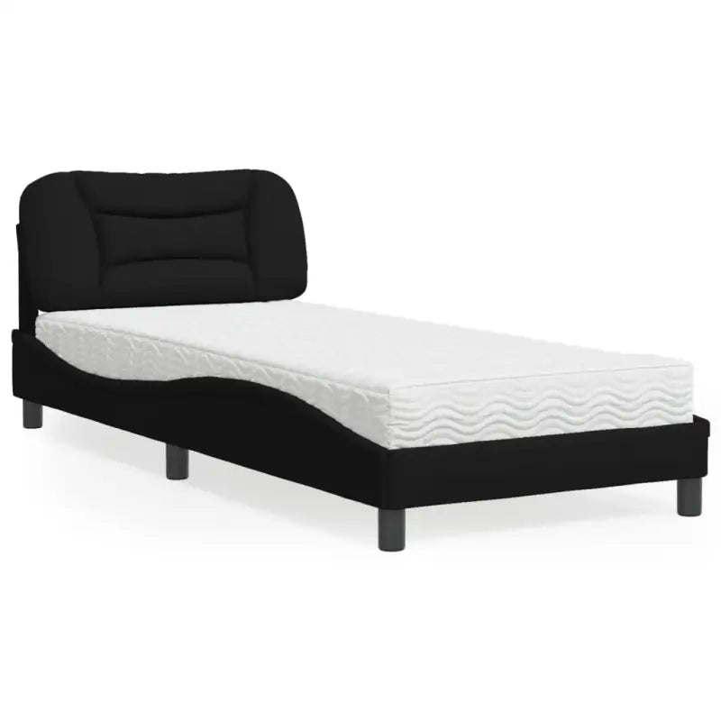 Donkergrijs bed met multiplex lattenbodem en 22d pu-schuim matras - Zwart / 90 x 190 cm - Bedden & bedframes