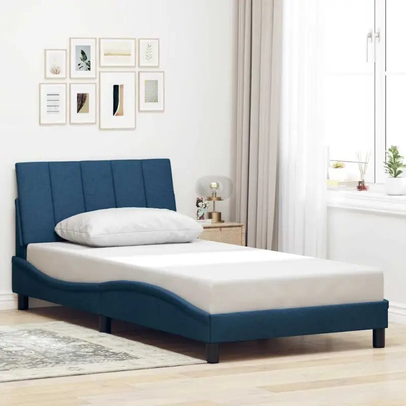 Donkergrijs bedframe met ademend vermogen en duurzaam polyester doek - Blauw / 100 x 200 cm - Bedden & bedframes