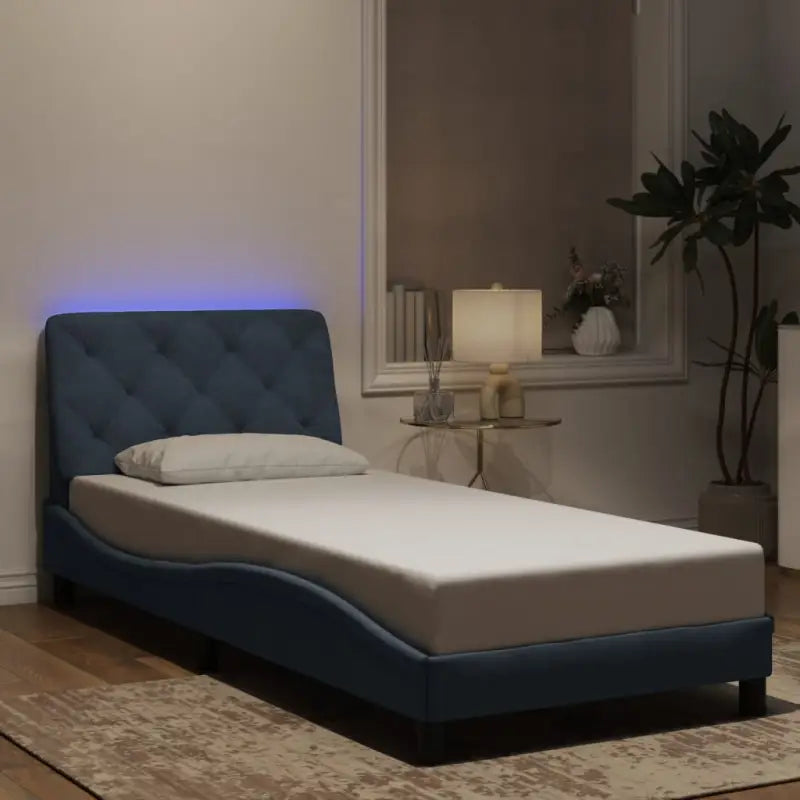 Donkergrijs bedframe met LED-verlichting en multiplex lattenbodem - Donkergrijs / 90 x 190 cm - Bedden & bedframes