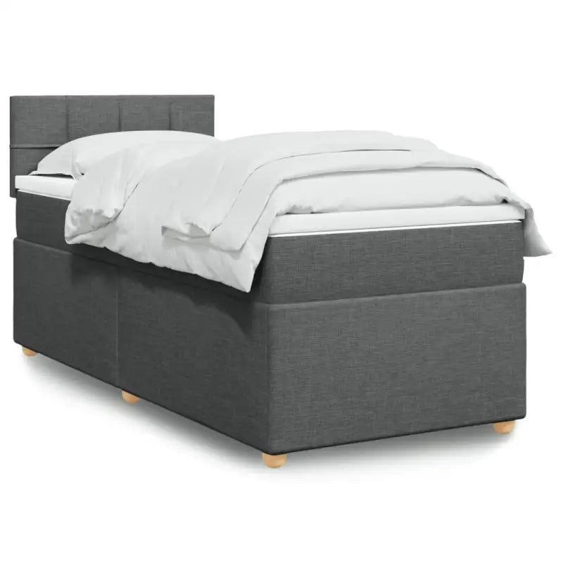 Donkergrijs boxspringbed met ademend vermogen en duurzaam polyester materiaal - Donkergrijs / enkele maat / Blok